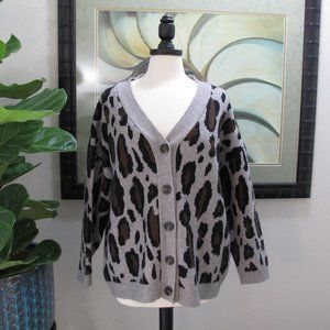 GOODNIGHT MACAROON Leopard Print Button Front Cardigan